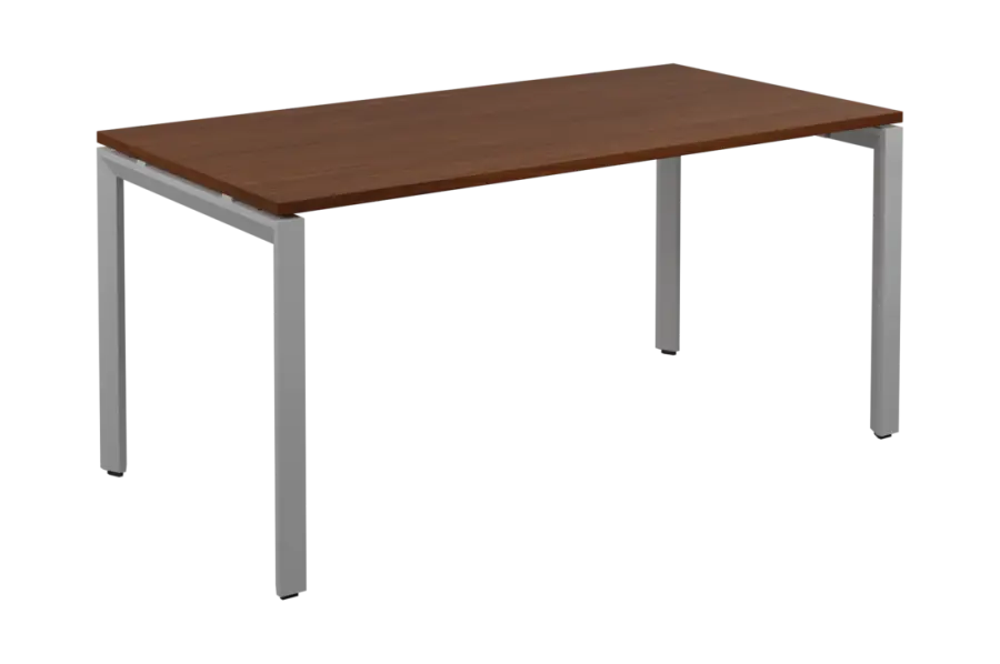 SEK-U - 16 stůl kancelářský, kovová podnož stříbrná, deska 25 mm, široký 1600 mm, ořech královský